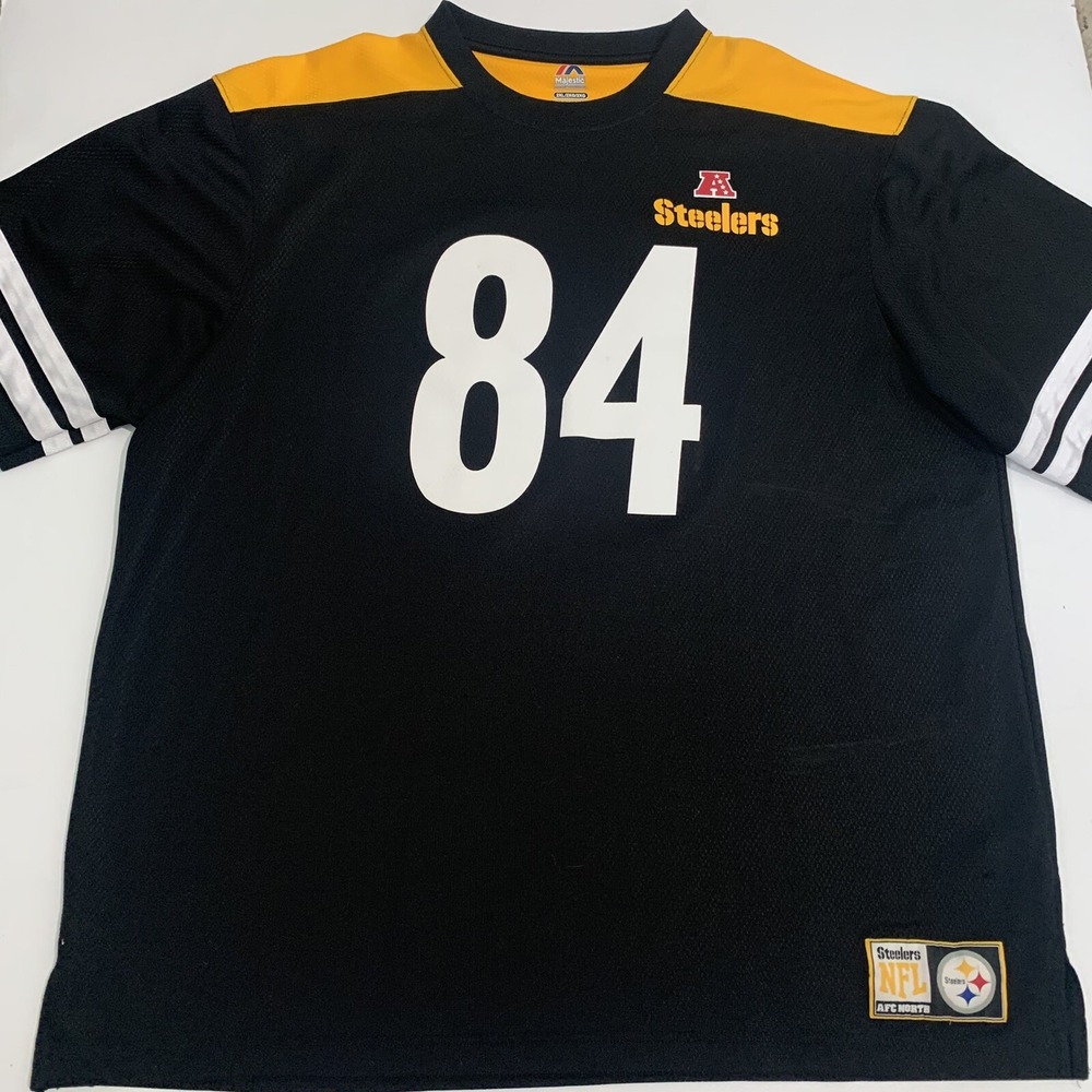 Majestic Pittsburgh Steelers Antonio Brown 84 Jersey Black Yellow Men 2XL NFL